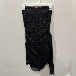 Basgute Sparkly Sequin Short Homecoming Dress for Teens Strapless Tight